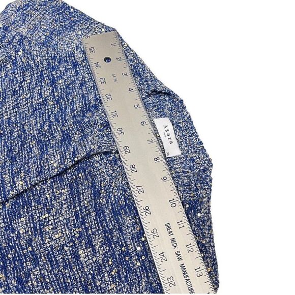 Axara Paris Women’s XS Sequin Crop Sweater Blue Gold Long Sleeve Bright Spring‎ - Picture 8 of 13